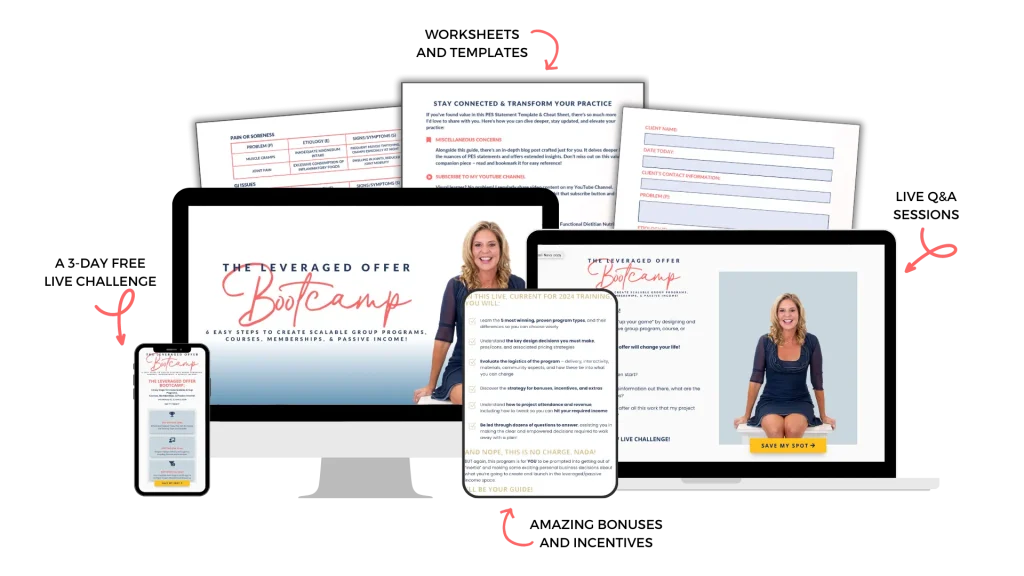 Mockup of the Bootcamp program, showing course materials and branding