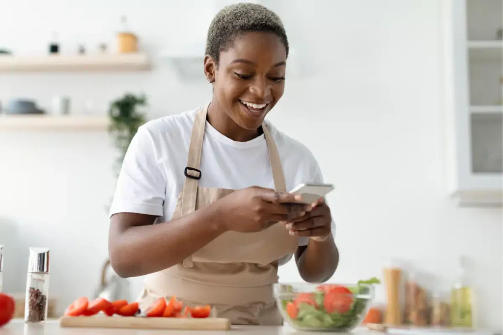 Dietitian taking photos for her social media feed