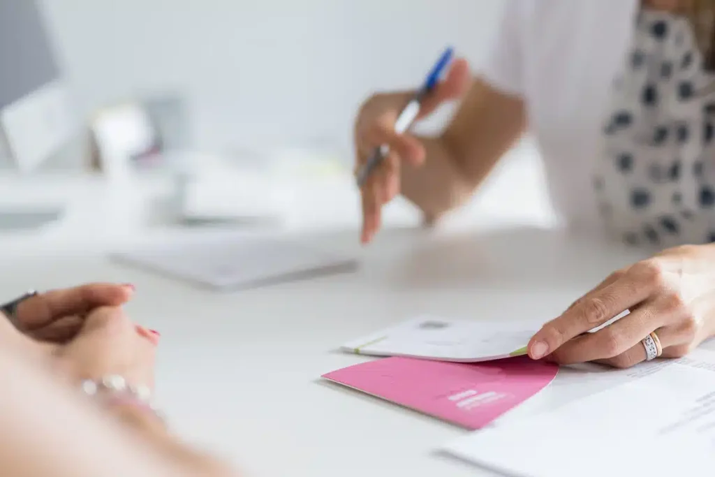 Dietitian interacting with a client in a private practice setting